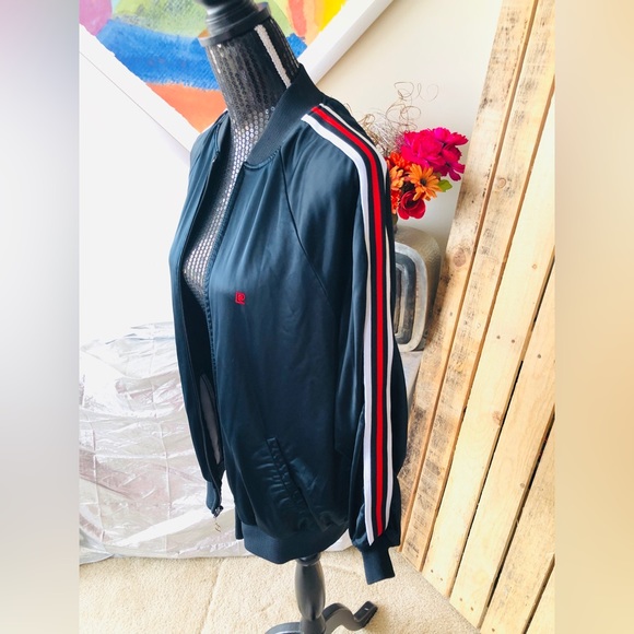 Pierre Cardin Women’s Jacket Black w. Red & White Stripes Vintage / Retro Sz. M - Picture 7 of 10